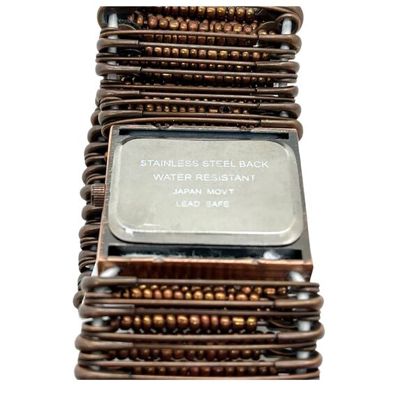 Watch Safety Pin Beaded Stretch Copper Tone Steampunk Punk Retro New with Tag - Picture 6 of 10